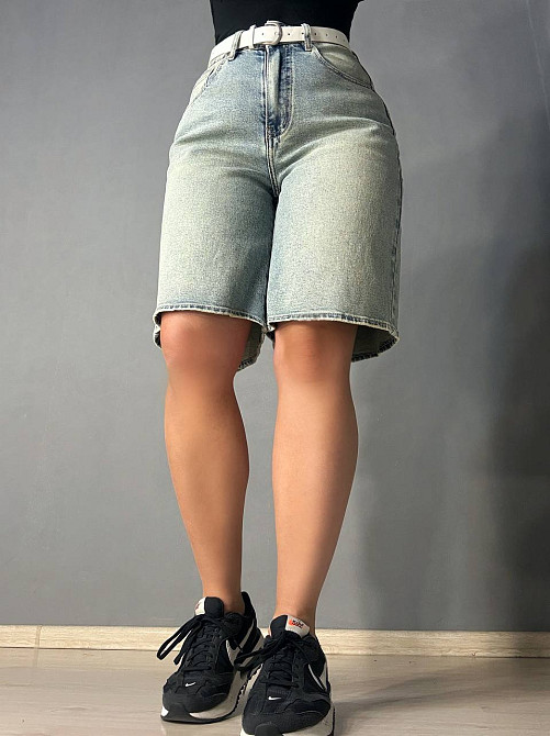 Шорти жіночі джинсові Liana 4-021 бермуди з ременем блакитні, блакитний, 28, 28, 76 см, 106 см Київ - фото 6