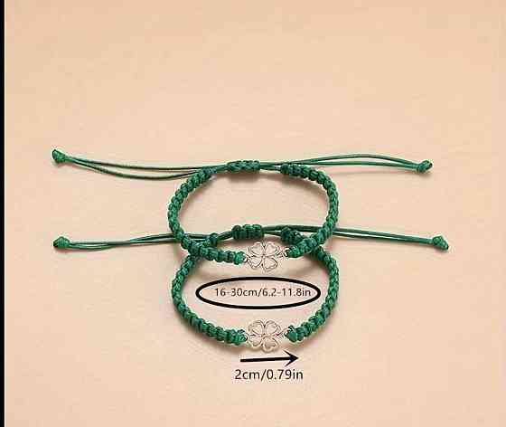 Набір із 2 зелених браслетів з конюшиною на удачу Київ
