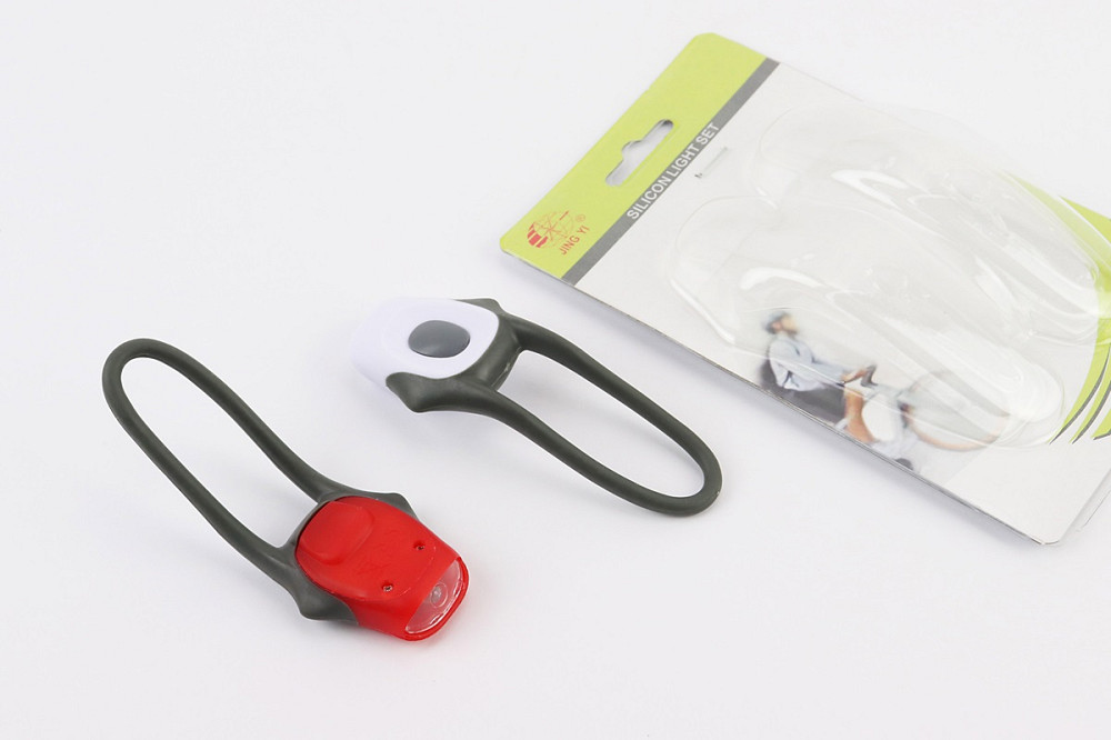 Ліхтар передній 1 діод+задній 1 діод, силіконові к-кт, JY-267-С (без батарейок) Київ - фото 1