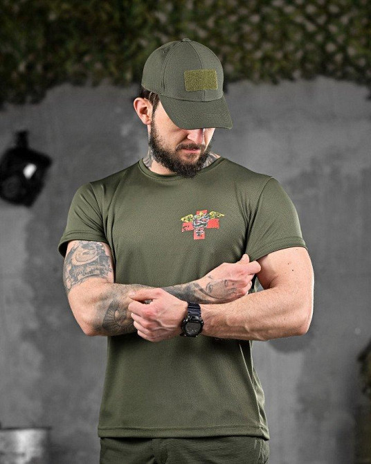 Тактична футболка для відведення поту медик олива ВТ6736 Одеса - фото 3