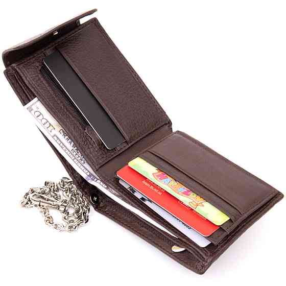 Портмоне унісекс з ланцюжком Vintage 20425 Коричневе Київ