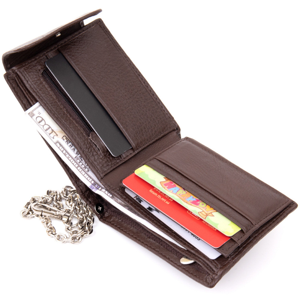 Портмоне унісекс з ланцюжком Vintage 20425 Коричневе Київ - фото 6