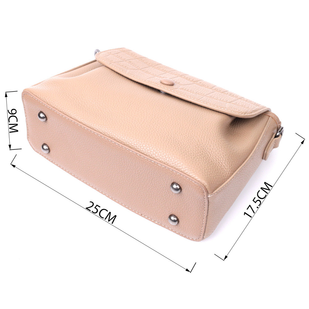 Женская сумка с фактурным клапаном из натуральной кожи Vintage 22329 Пудровая Киев - изображение 3