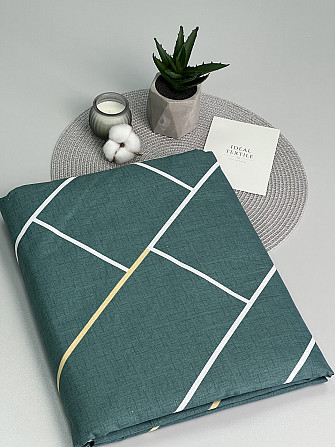Комплект постельного белья Ideal Textile бязь изумрудно-берюзовый с геометрическим принтом Двуспальн Черновцы - изображение 6