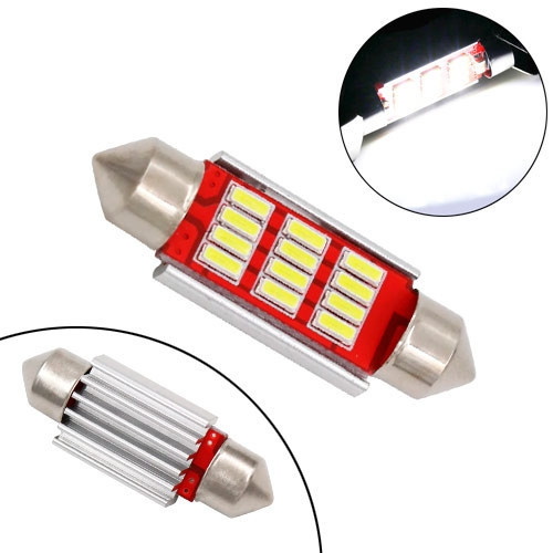 LED лампа C5W C10W 36мм, 12 SMD 4014, з обманкою Canbus, біле світло для авто, салону та підсвітки номера Київ - фото 1