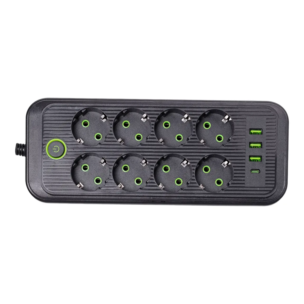 Сетевой фильтр 4.8 м удлинитель на 8 розеток с 3 USB 1 Type-C и кнопкой отключения F20U Белый HP-5-30 Киев - изображение 3