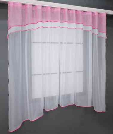 Кухонная гардина VR-Textil № 036к арка розовый с белым 280х170 см (50-363) Киев