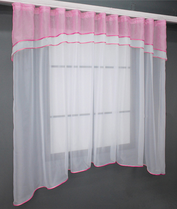 Кухонная гардина VR-Textil № 036к арка розовый с белым 280х170 см (50-363) Киев - изображение 2