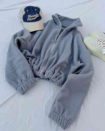 Женский объемный флисовый бомбер на молнии двусторонний флис Серый Одесса