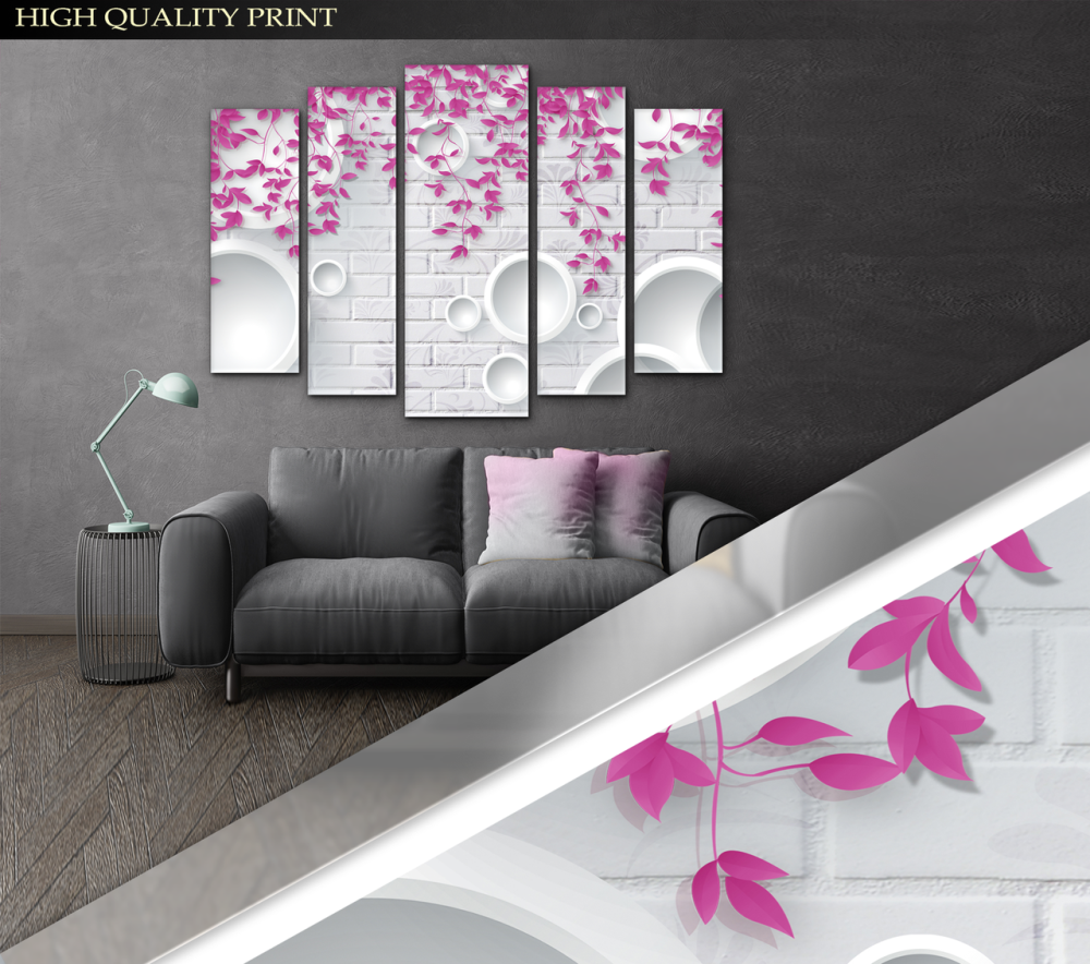 Модульна картина у вітальню / спальню Абстракція Рожеві Листки Art-386_5 ( 80х118см ) Київ - фото 3