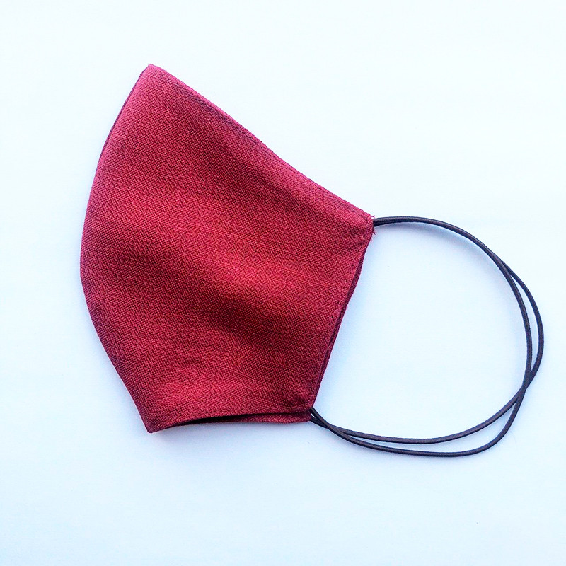 Маска захисна багаторазова зі 100% ЛЬОНУ Розмір M (Бордовий) Суми - фото 1