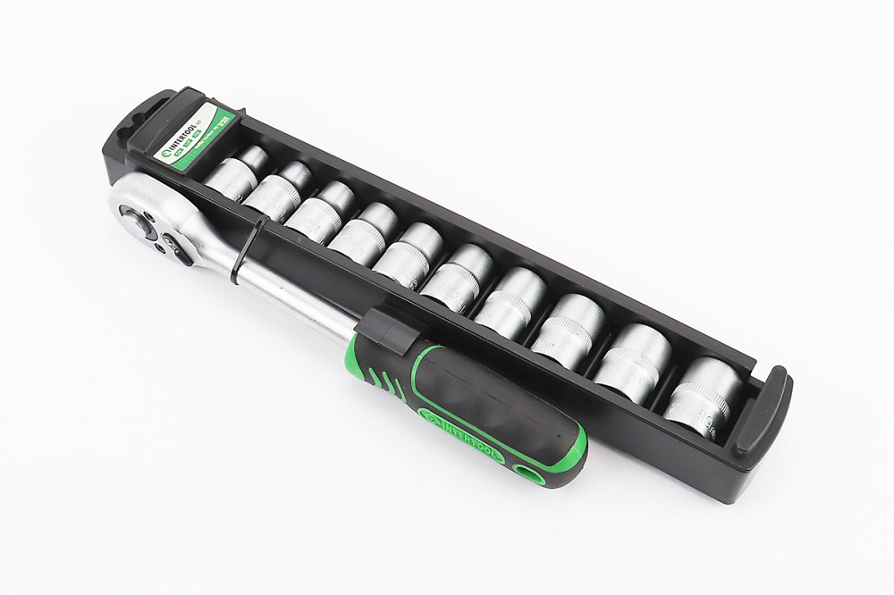 Набір головок торцевих з тріскачкою 1/2" CrV 10шт (8/10/11/12/13/14/15/17/18/19мм) ET-6013 Київ - фото 1