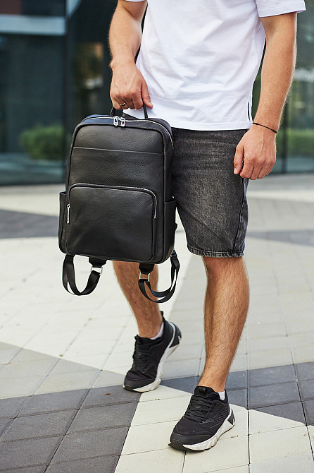 Чоловічий шкіряний рюкзак Tiding Bag 59331, чорний Киев - изображение 6