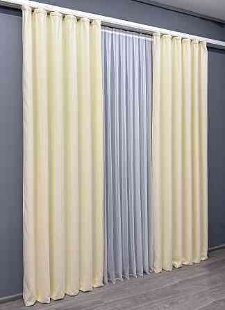 Комплект готових штор VR-Textil Мікровелюр Petek YL № 1704ш Кремовий 100х295 см 2 шт (31-906) Київ