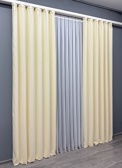 Комплект готових штор VR-Textil Мікровелюр Petek YL № 1704ш Кремовий 100х295 см 2 шт (31-906) Київ - фото 4