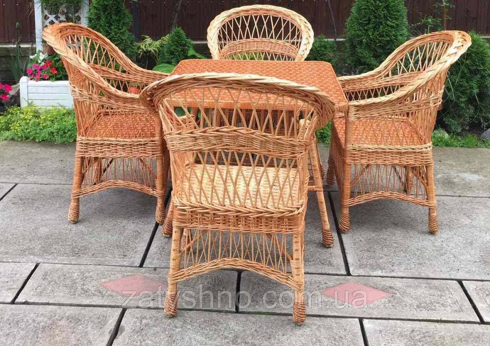 Плетеная мебель со столом|  Комплект плетеной мебели на 4 персоны  | мебель из лозы со столиком Киев - изображение 1