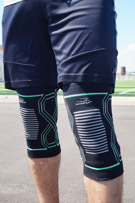 Наколінники PowerPlay 4099 Knee Support Чорно/Зелені L/XL (пара) Каменское - изображение 3