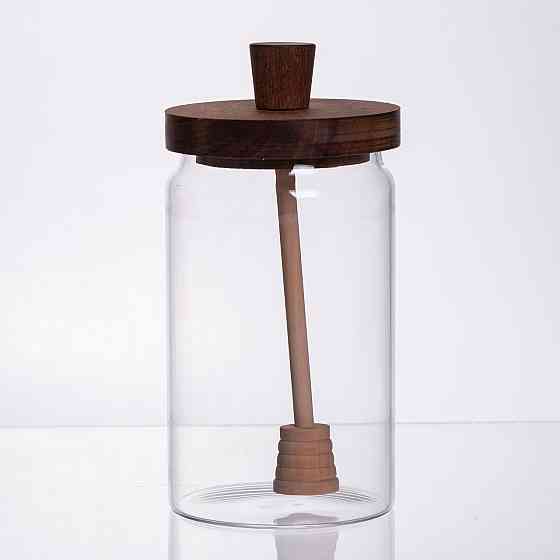 Yiwu Медовниця скляна з кришкою та ложкою 900 (мл) медовниця баночка для зберігання меду 64486- Коломия