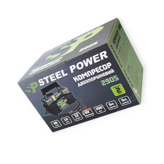 Компрессор 2 цилин steel power 264w/10атм/60л/5м шланг спирал с ман/клемы/сумка Мукачево