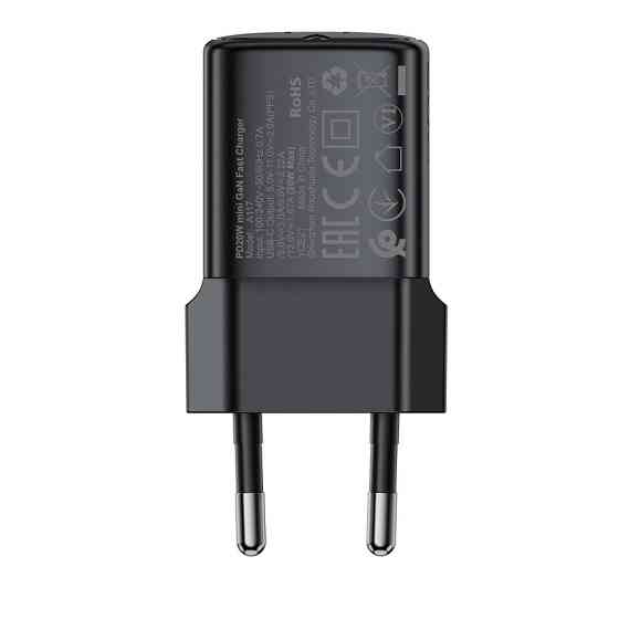 Мережевий зарядний пристрій ACEFAST A117 PD20W mini GaN USB-C fast charger Black Киев