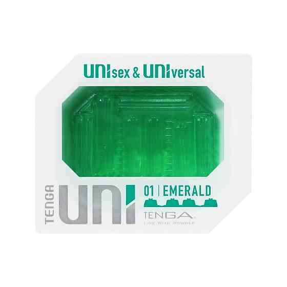 Унісекс-стимулятор Tenga UNI Emerald, зелений, з геометричним рельєфом, лубрикант у комплекті Sex Aura Київ