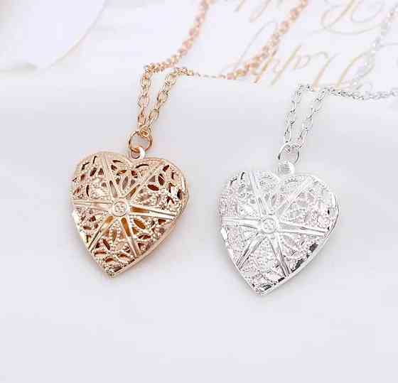 Підвіс "Серце" для фото з ланцюжком сріблястий Сміла