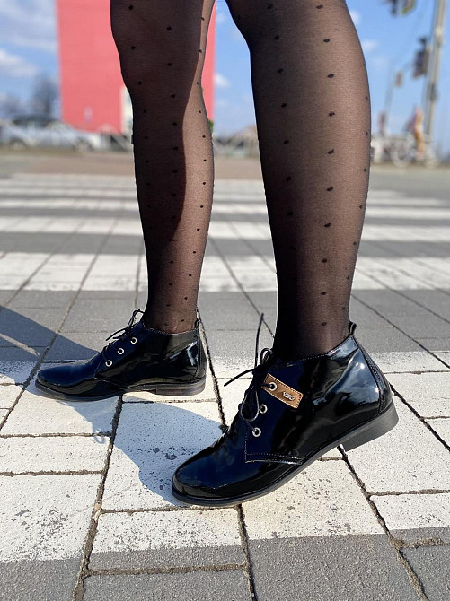 Женские ботинки YDG черные натуральная кожа лак 36-37р (2347) Коломия - фото 9