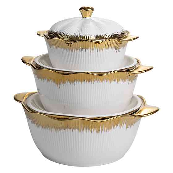Yiwu Набір супниць порцелянових 3 (шт) 0.8/1.8/2.5 (л) з позолотою -4A Коломия