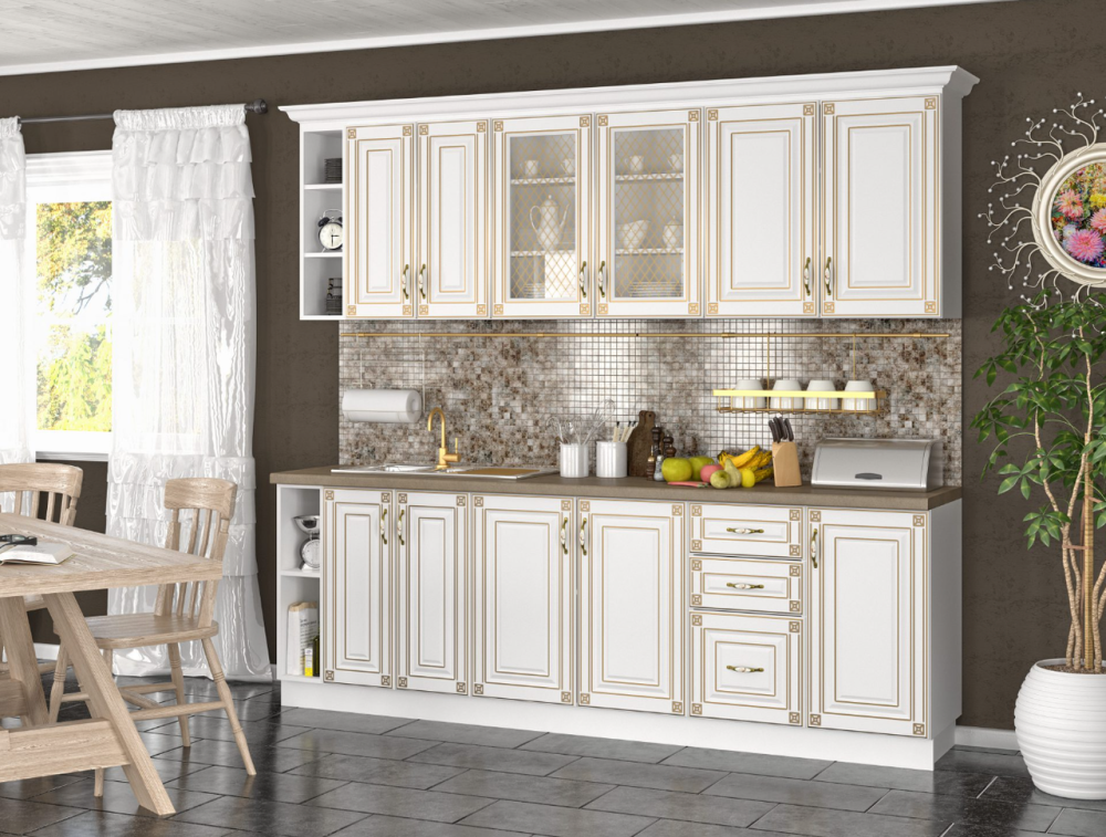 Кухня модульная Империя набор 2м МС Белый ДСП, Фасады: Белый МДФ без стільниці Львов - изображение 9