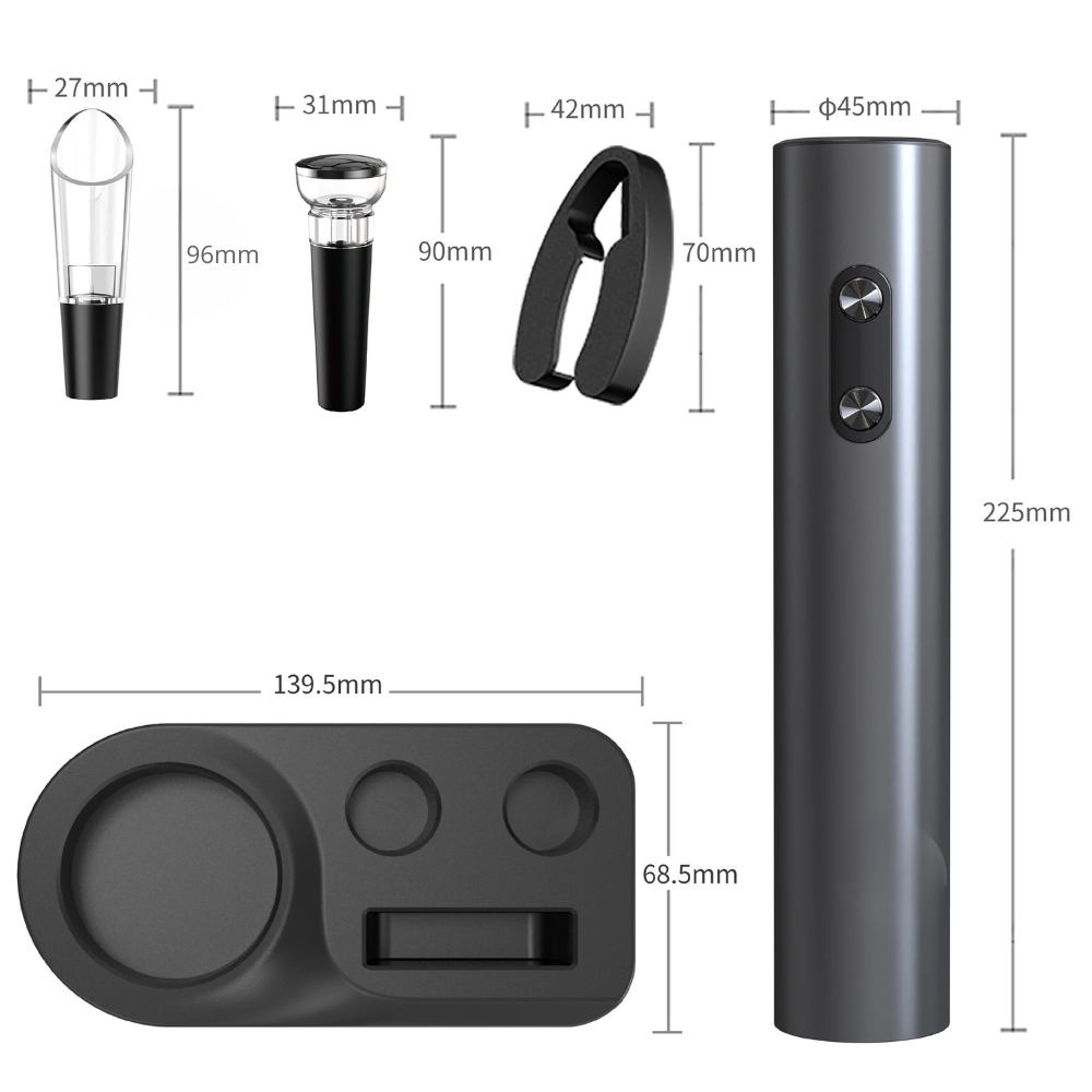 Електричний штопор на батарейках для вина 5в1 електроштопор, аератор, пробка, ніж для фольги з підтавкою Кам'янець-Подільський - фото 7