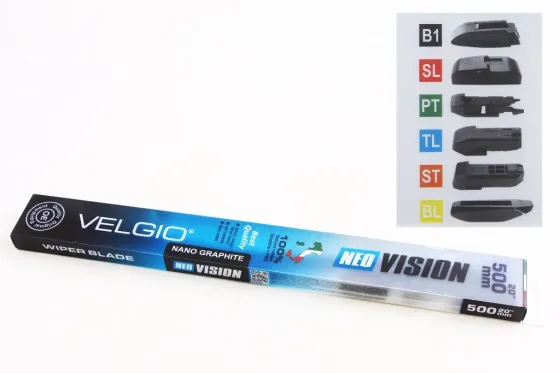 Щетка стеклоочистителя бескаркасная 50 см (20) Velgio Neo Vision (6 адаптеров) Винница