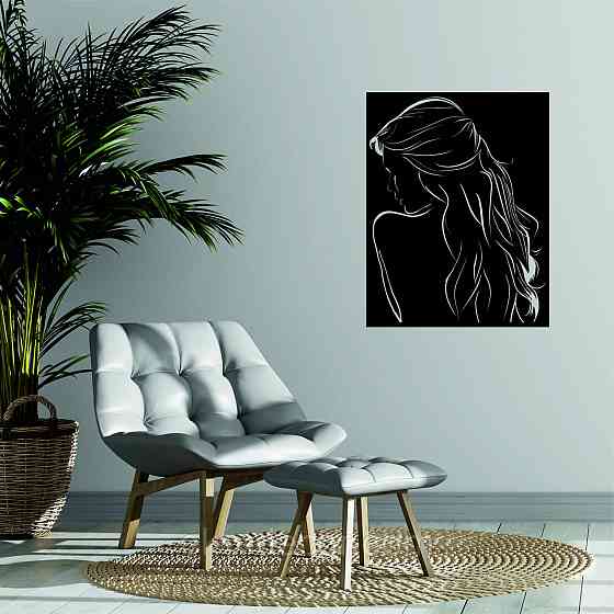 Декоративное настенное Панно «Девушка» Декор на стену 70*54 см, Черный Киев