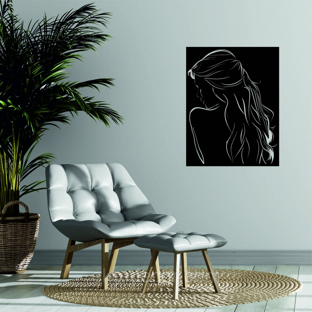 Декоративное настенное Панно «Девушка» Декор на стену 70*54 см, Черный Киев - изображение 4