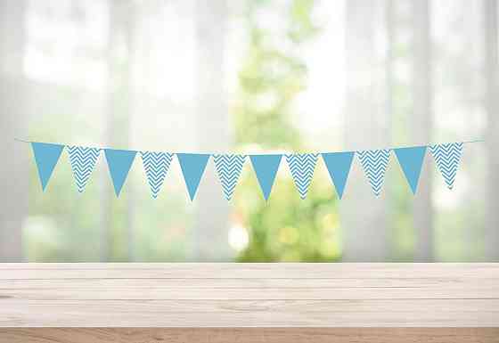 Гирлянда треугольники 4 м 18 на 13 см голубой Киев