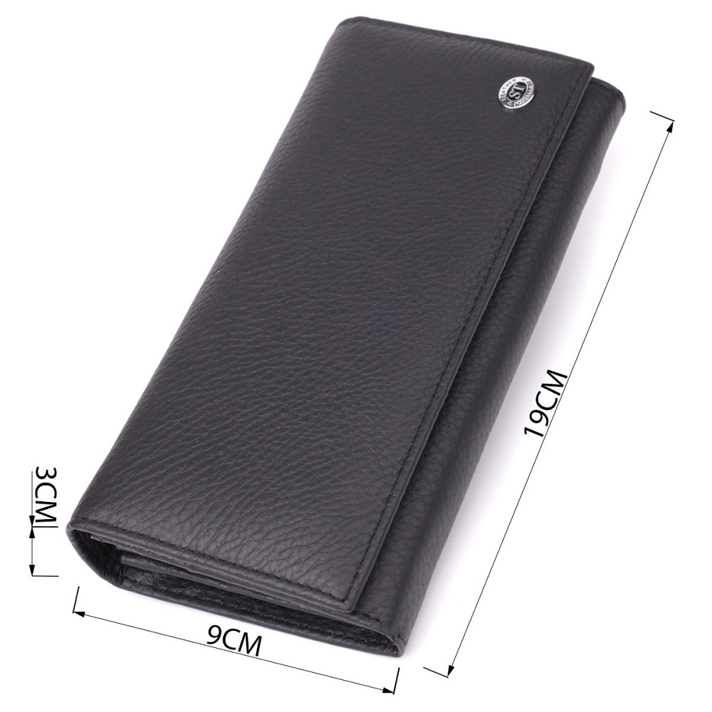 Вместительный кошелек для женщин из натуральной кожи ST Leather 23097 Черный Киев - изображение 3