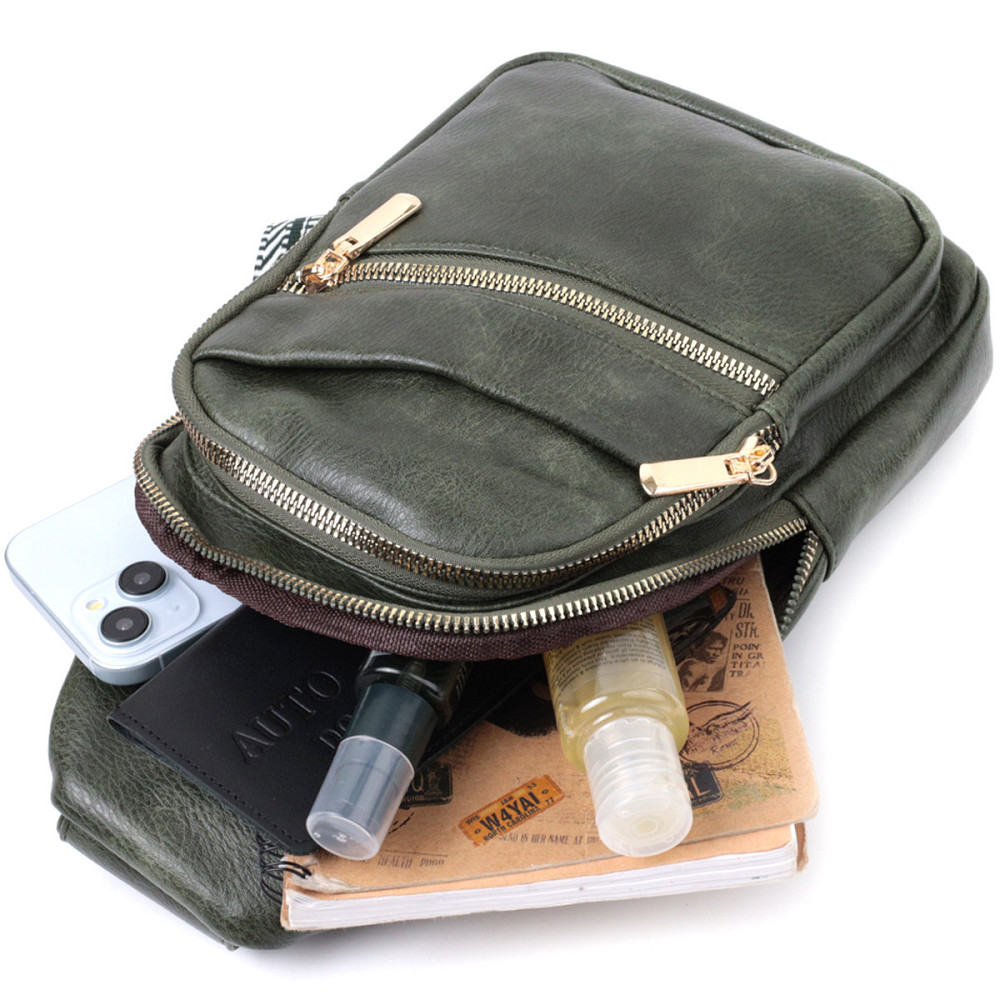 Зручна жіноча сумка з однією лямкою через плече з екошкіри Vintage 22756 Зелений Київ - фото 8