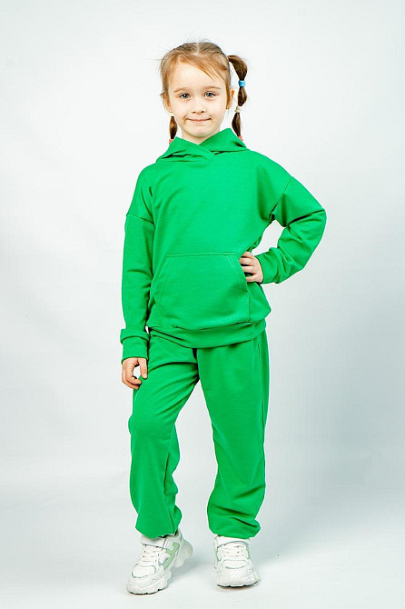 Костюм спортивний для дівчаток, зеленый, персик, двонитка, топ Крохатушка одяг Київ - фото 2