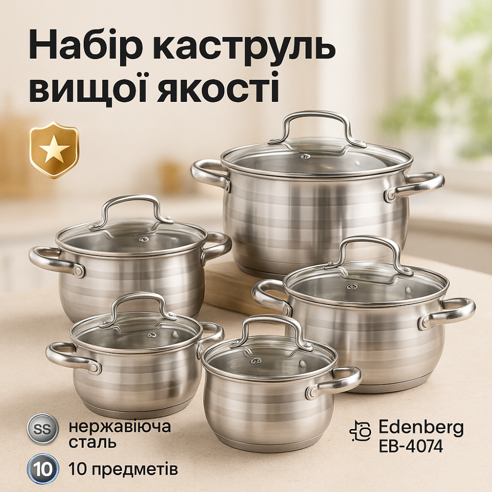 Набір якісних каструль, Набір каструль з міцним антипригарним покриттям Комплект металевих AY-22 Львів - фото 12