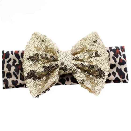 Повязка детская на голову с бантом one size леопардовый Киев