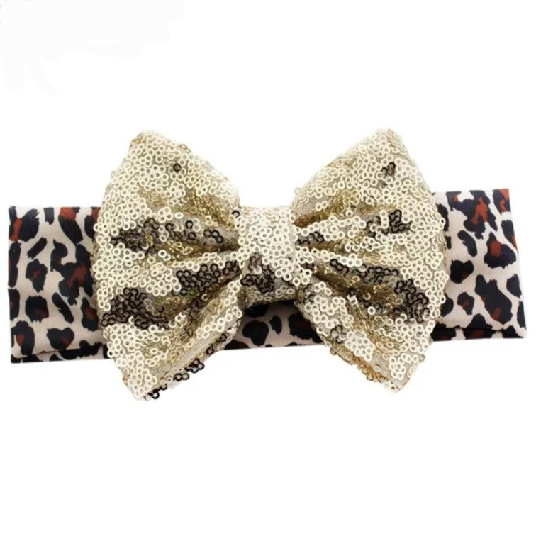Пов'язка дитяча на голову з бантом one size леопардовий Київ - фото 1
