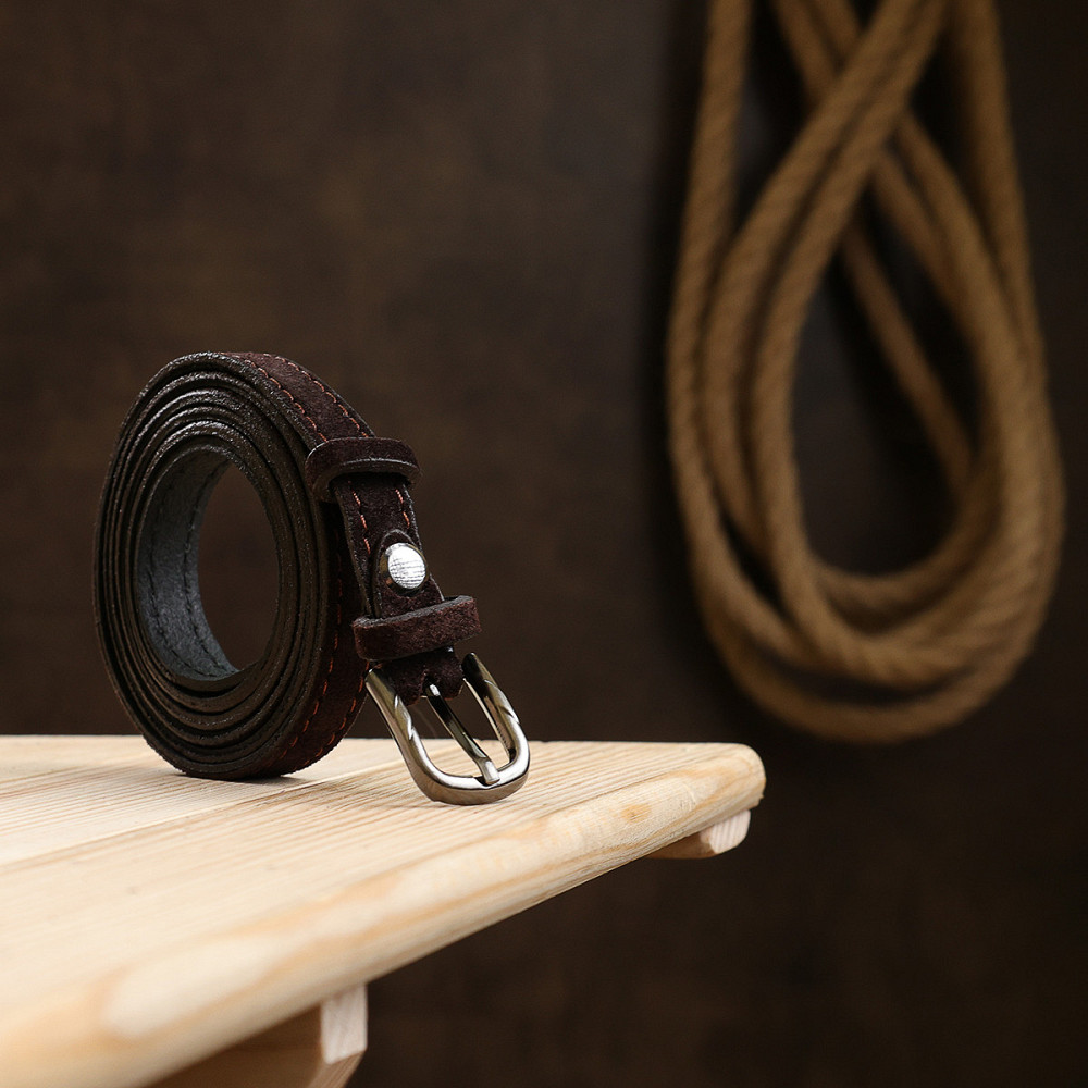 Замшевый элегантный женский ремень Vintage 20757 Темно-коричневый Киев - изображение 8