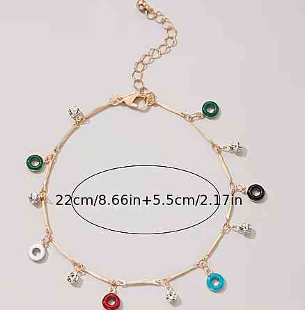 Браслет женский на ногу золотистый с подвесками и камнями Киев