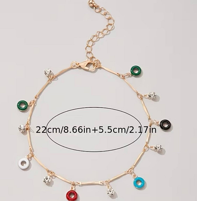 Браслет женский на ногу золотистый с подвесками и камнями Киев - изображение 5