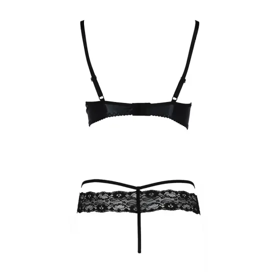 Комплект білизни Passion Exclusive NORTH SET XXL/XXXL, black, ліф і трусики з елементами під латекс Львів