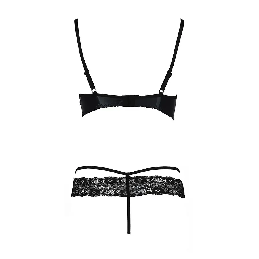 Комплект білизни Passion Exclusive NORTH SET XXL/XXXL, black, ліф і трусики з елементами під латекс Львів - фото 6