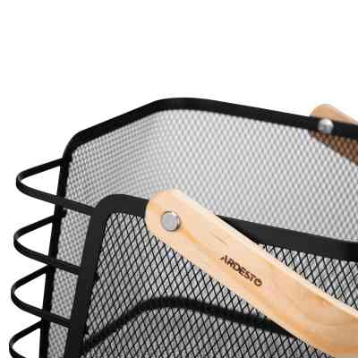 Фруктовница Ardesto Midori з ручкою 24х23.5х16.1см, метал, дерево, чорний (AR0923B) Винница