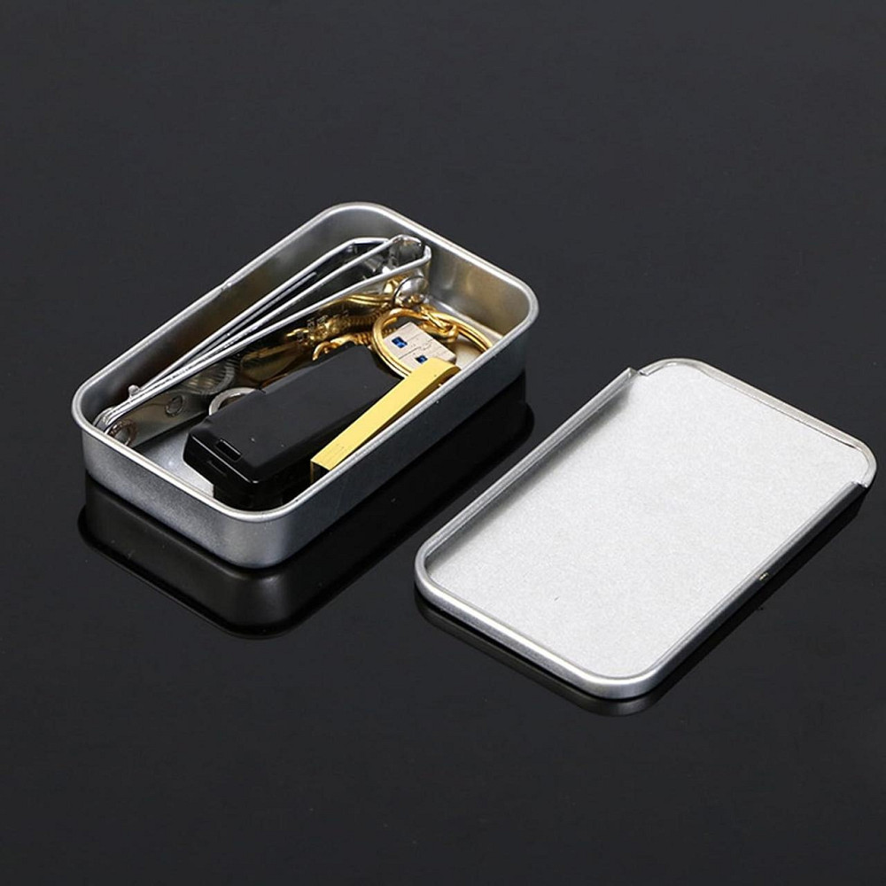 Металическая коробка DEANKEJI Small Metal Tin 60×33×11 мм серебро/золото/чёрный 9 шт с крышкой для хранения Киев - изображение 5