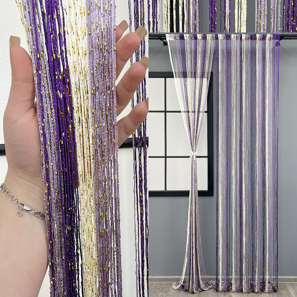 Штори-нитки з люрексом Молочний з бузковим і фіолетовим 300х300см 1 шт (61-126) Київ - фото 1