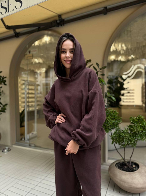 Жіночий стильний теплий костюм двосторонній фліс-полір Шоколад Одеса - фото 2