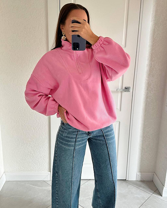 Жіноча тепла оверсайз кофта з блискавкою фліс двосторонній Одеса - фото 11